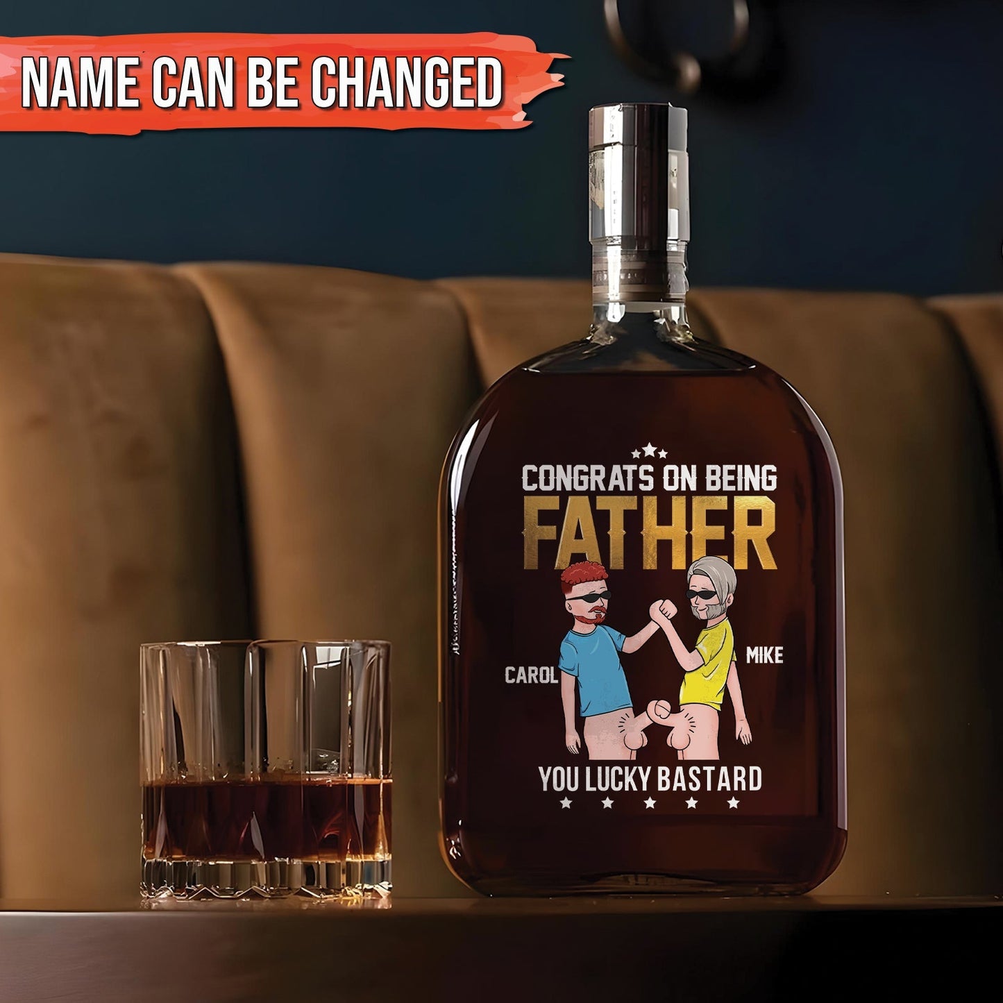 Personalized "Congrats On Being Father" Whiskey Bottle – Funny Gift for Dad