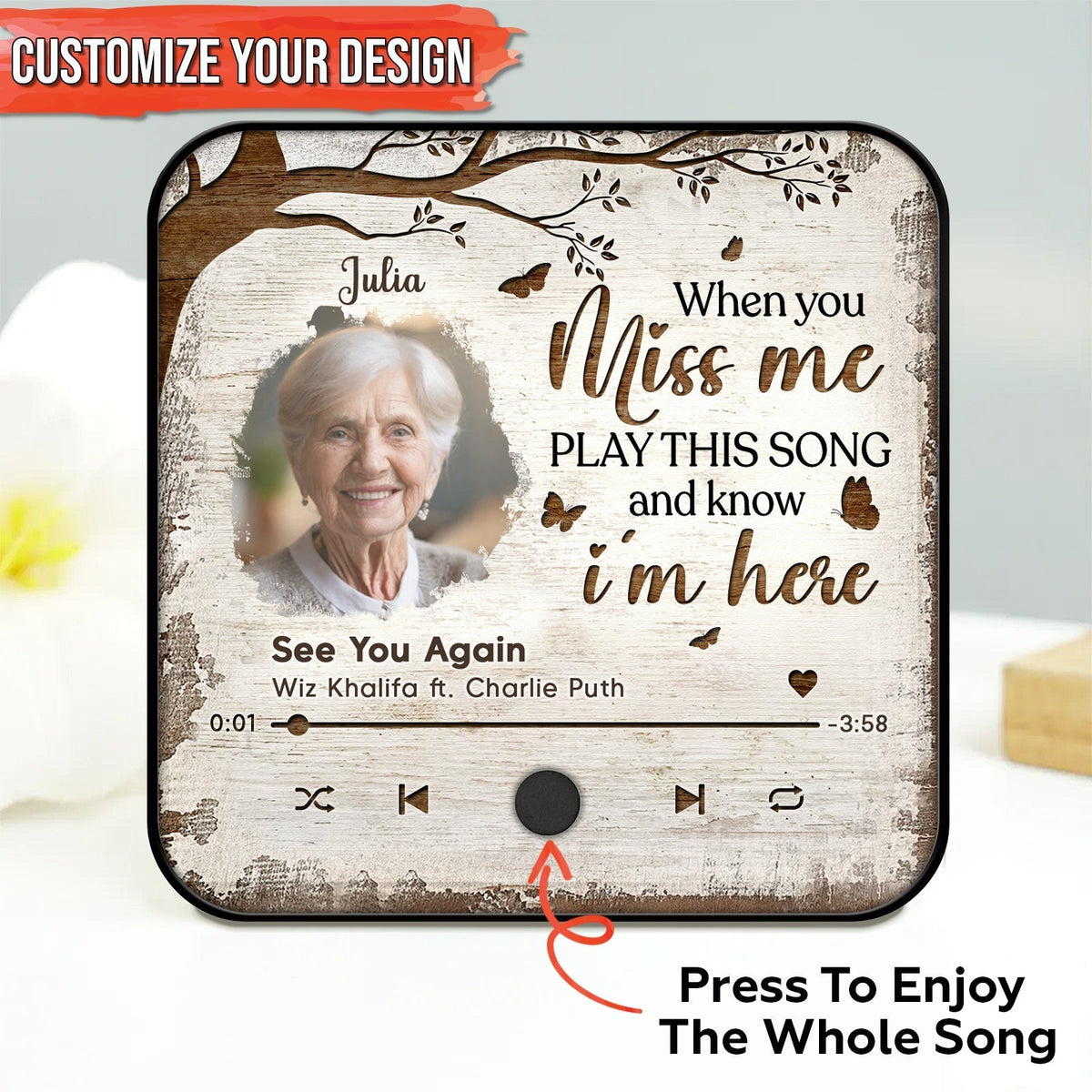 Family - When You Miss Me, Play This Song And Know I'm Here - Personalized Music Refrigerator Magnet