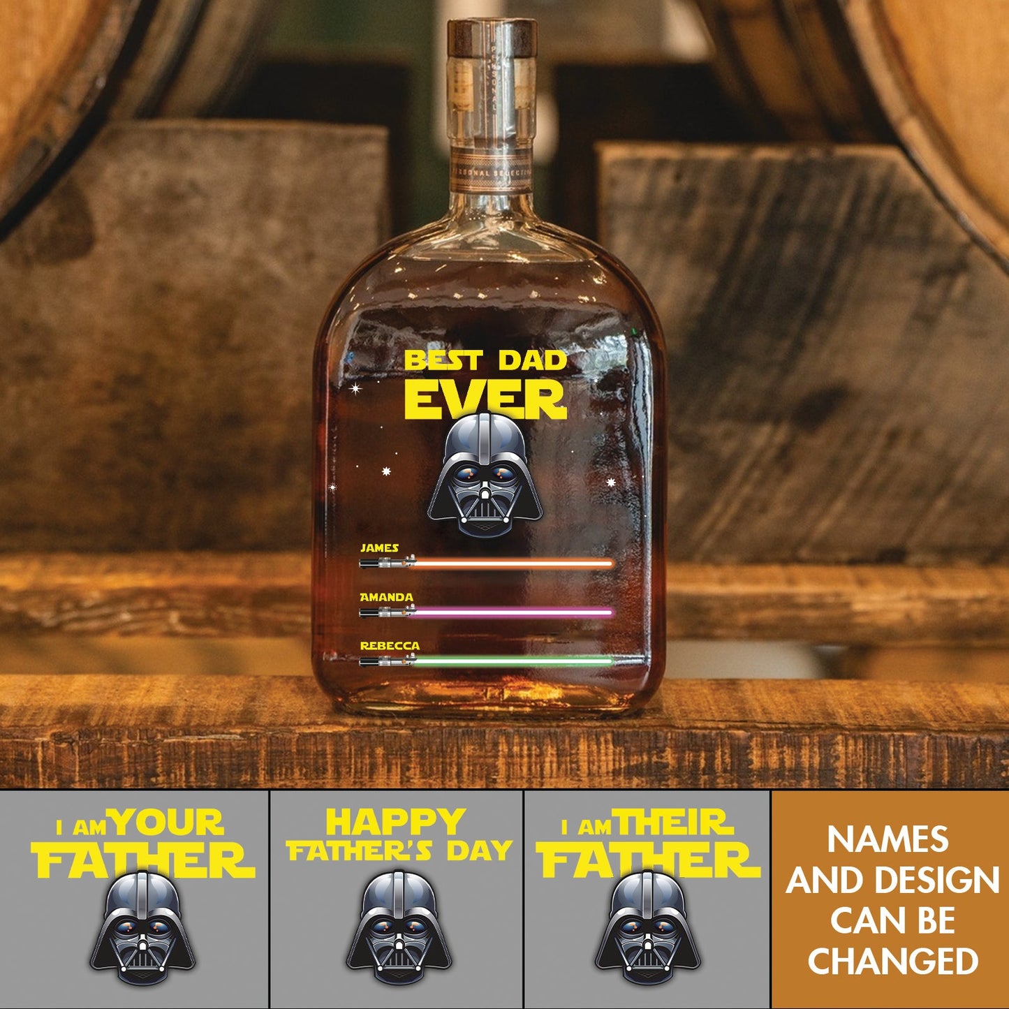 Father - Best Dad Ever - Personalized Whisky Bottle