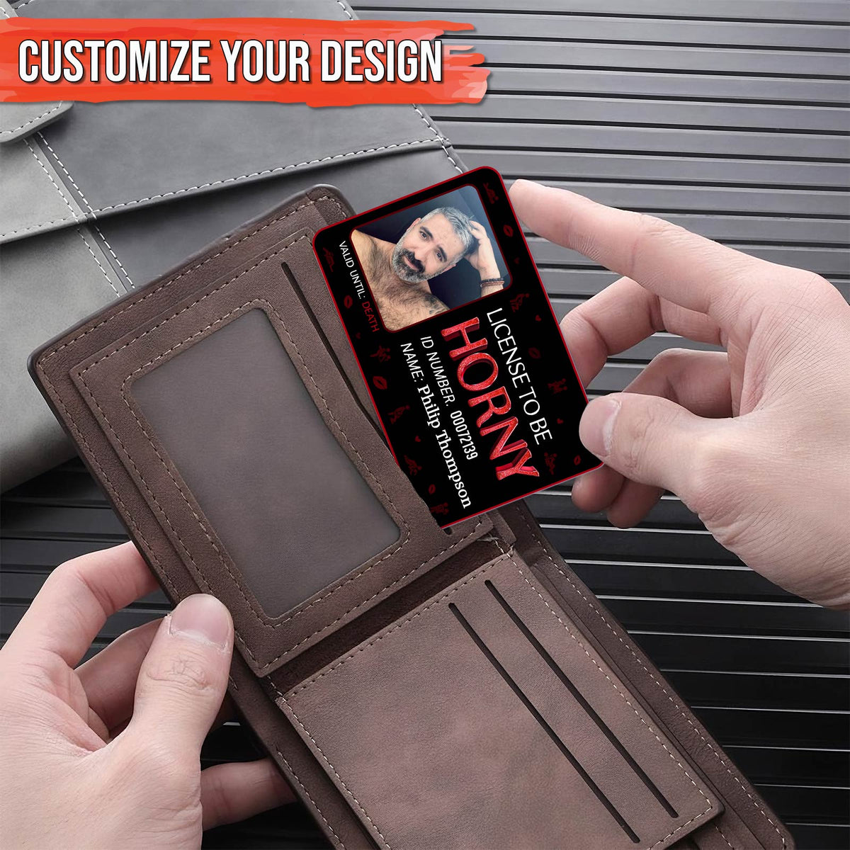 License To Be Horny - Personalized Photo Wallet Card