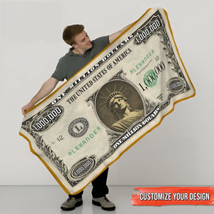 For Friend - Sleep Like A Millionaire - Personalized Dollar Blanket