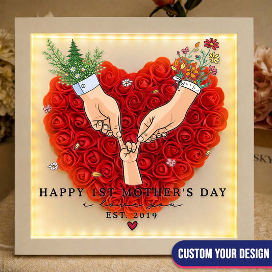 Personalized Mother’s Day Floral Shadow Box – Custom Gift for Mom