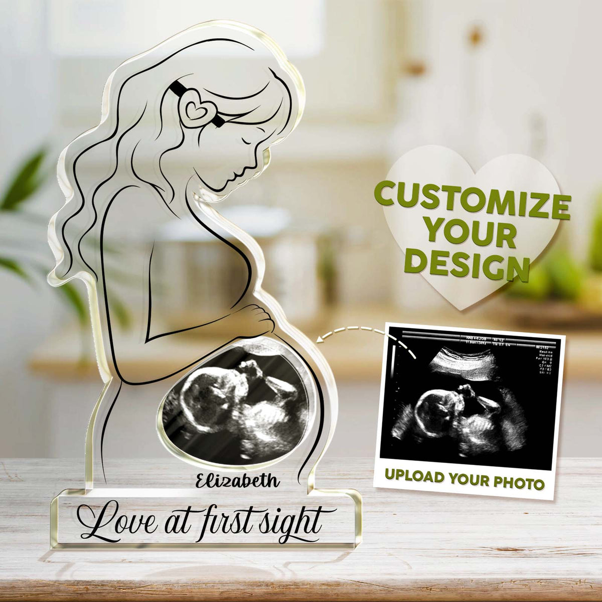 Love at First Sight Personalized Acrylic Puzzle – Pregnancy Gift for Mother