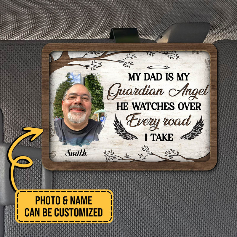 Father - My Dad Is My Guardian Angel - Personalized Car Visor Clip