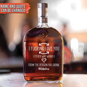Personalized “I Love You” Whiskey Bottle – Custom Name Funny Gift for Couples