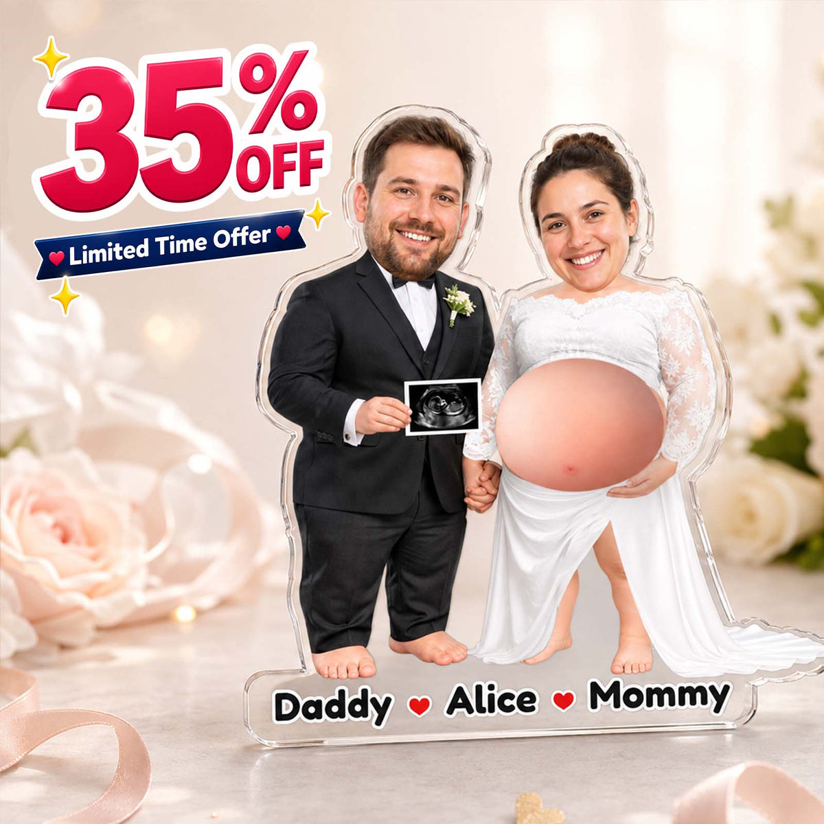 Personalized Pregnant Belly Squishy Toy, Baby Keepsake Gift for Mom & Dad