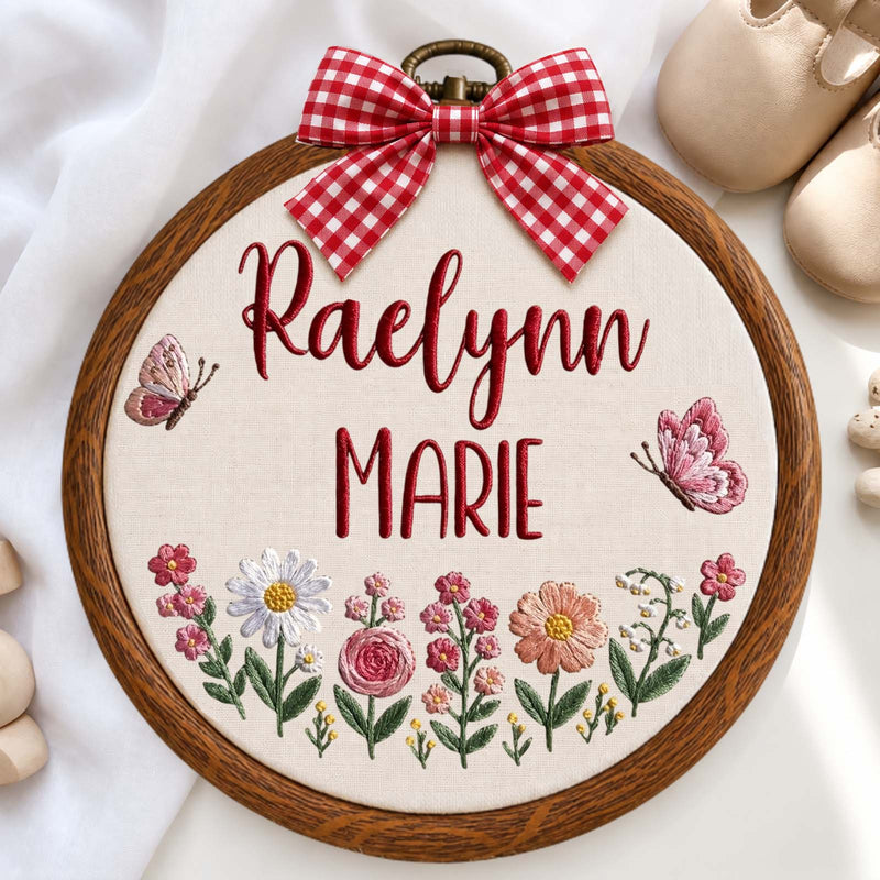 Personalized Embroidered Baby Announcement Sign, Custom Name Nursery Keepsake