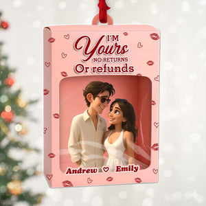 Personalized 3D couple gift box featuring animated figures of a couple with names Andrew and Emily