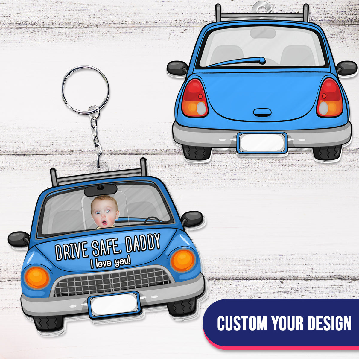 Drive Safe Daddy We Love You – Personalized Shaking Keychain for Father