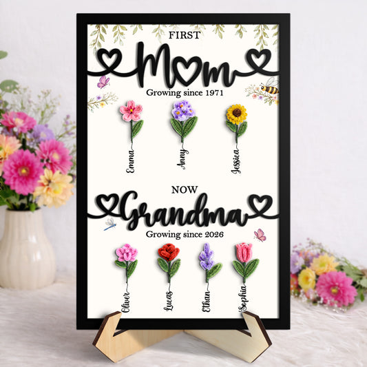 Mother - First Mom, Now Grandma - Personalized 2-Layered Wooden Sign