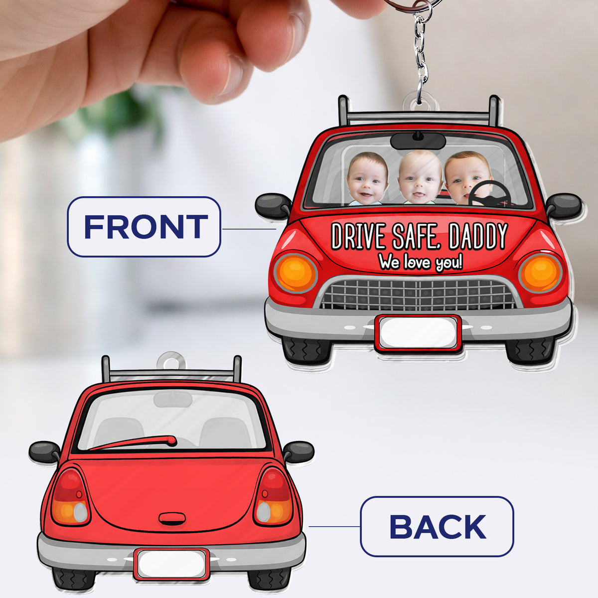 Drive Safe Daddy We Love You – Personalized Shaking Keychain for Father