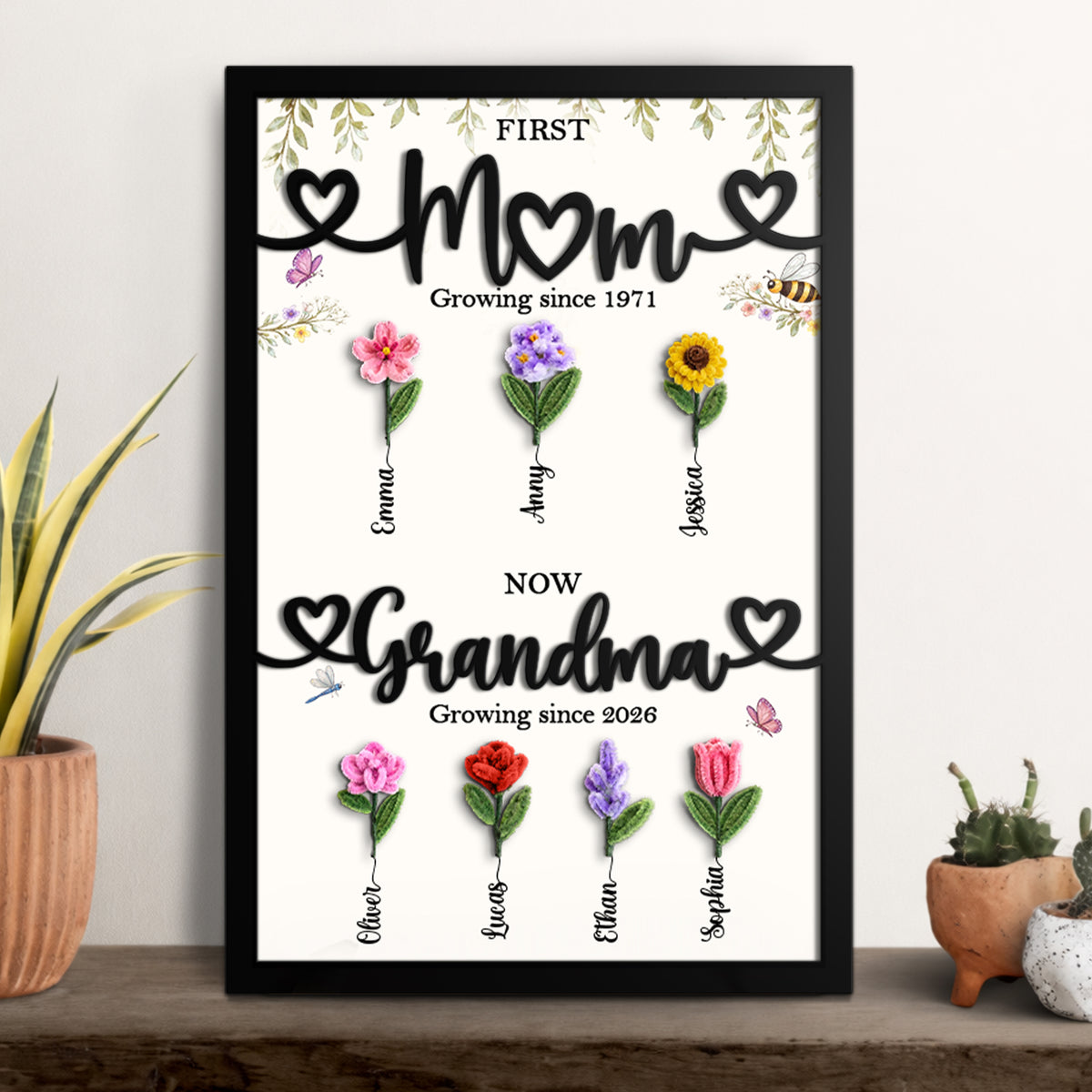 Mother - First Mom, Now Grandma - Personalized 2-Layered Wooden Sign