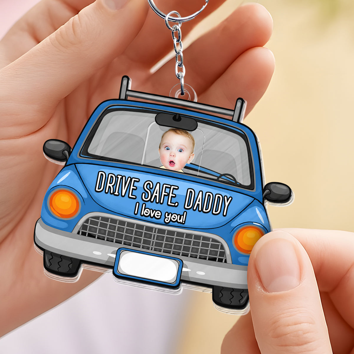 Drive Safe Daddy We Love You – Personalized Shaking Keychain for Father