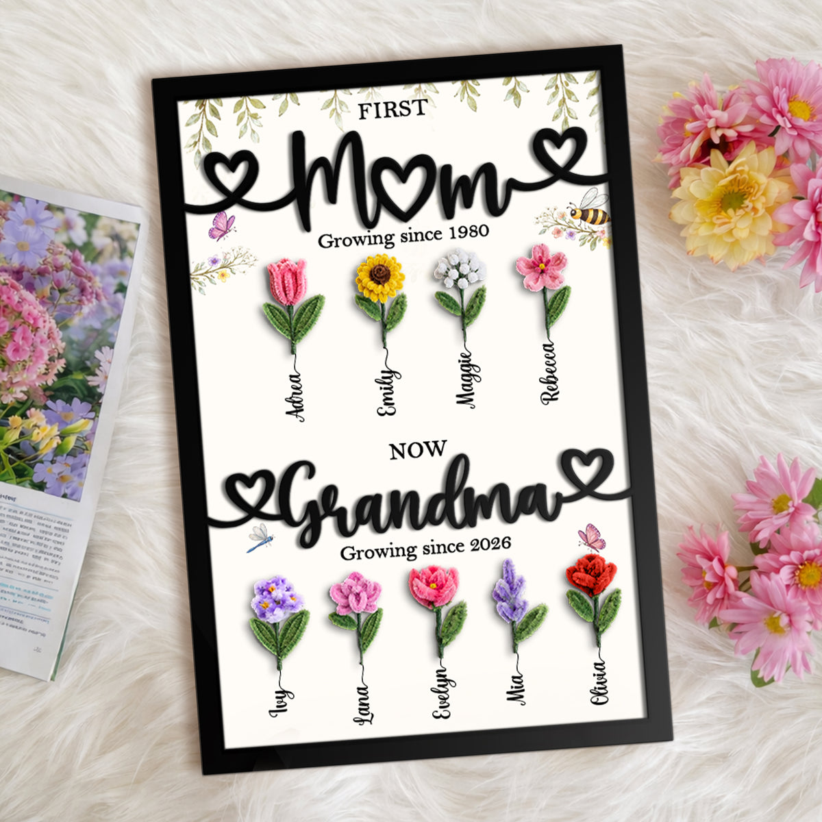 Mother - First Mom, Now Grandma - Personalized 2-Layered Wooden Sign
