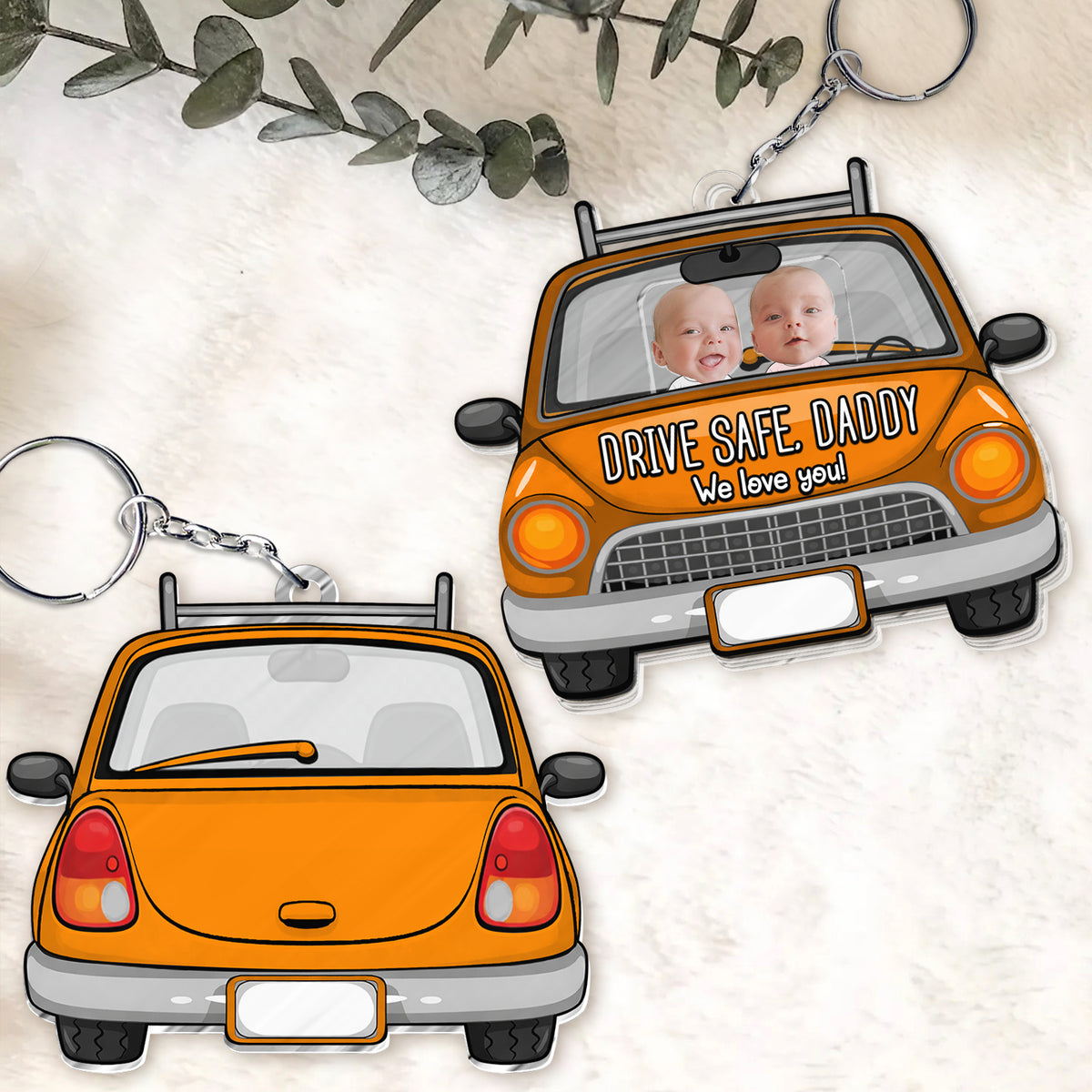 Drive Safe Daddy We Love You – Personalized Shaking Keychain for Father