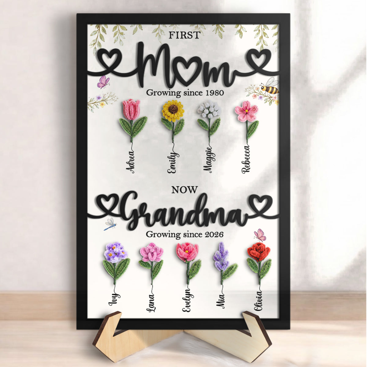 Mother - First Mom, Now Grandma - Personalized 2-Layered Wooden Sign