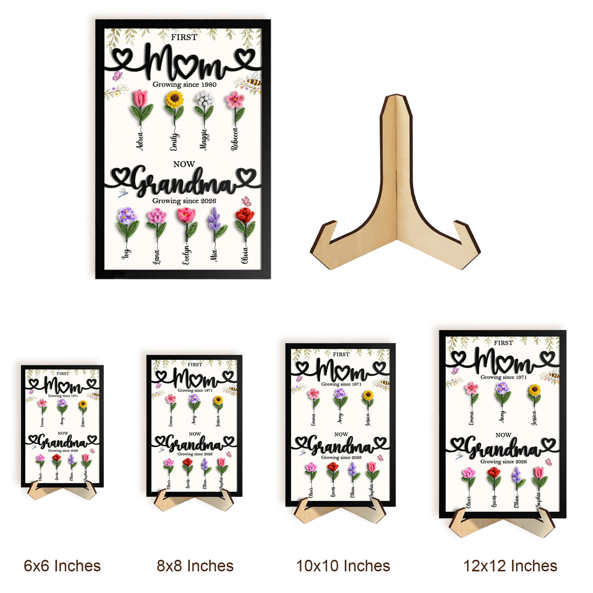 Mother - First Mom, Now Grandma - Personalized 2-Layered Wooden Sign