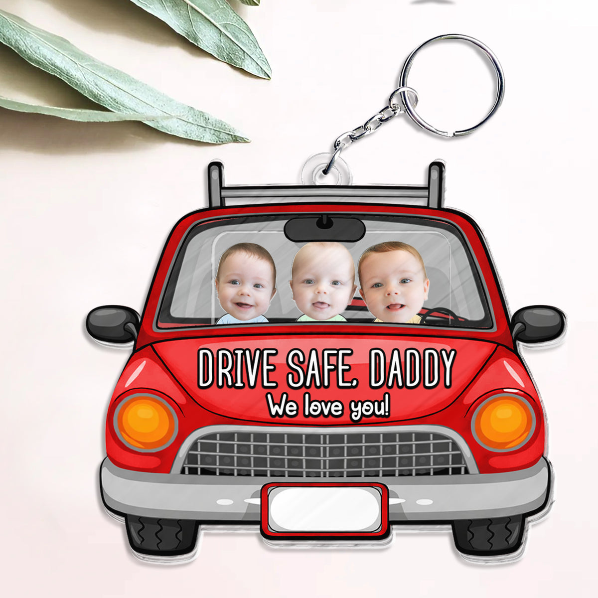 Drive Safe Daddy We Love You – Personalized Shaking Keychain for Father