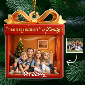 Custom acrylic Christmas ornament featuring a family scene and festive design for holiday decorations