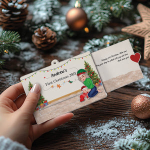 Custom acrylic Christmas slider card featuring a festive design for personalized holiday gifting