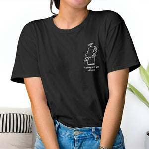 Black custom angel t-shirt for couples with angel graphic and personalized love message
