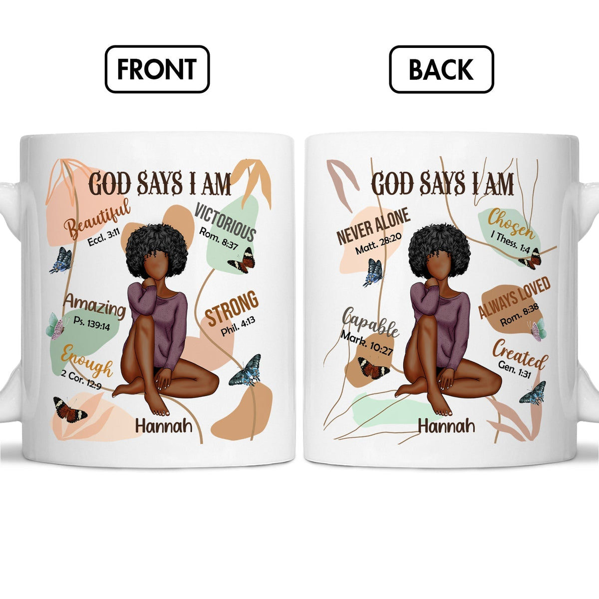 Custom Christian gifts for women featuring a mug with inspirational text and a stylish design