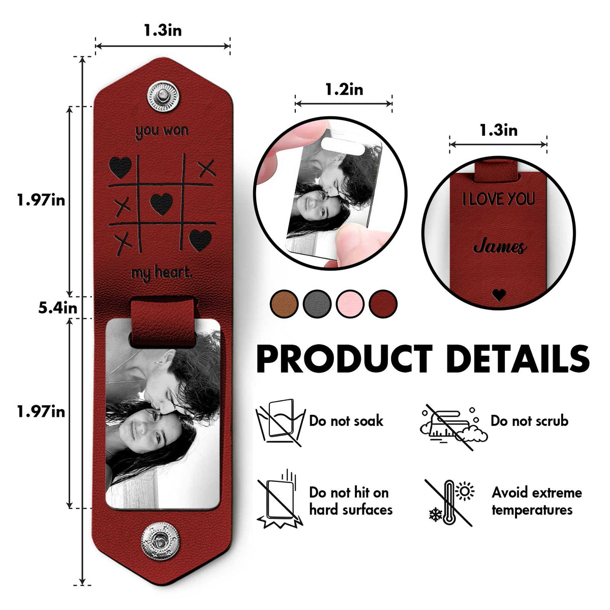 Custom couple keychain gift with personalized photo and heartfelt message for couples
