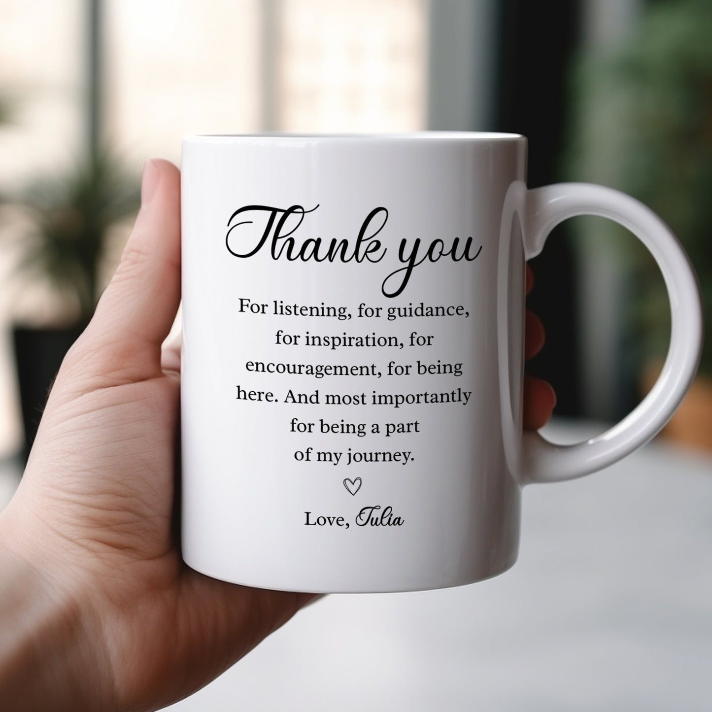 Personalized Thank You Coffee Mug with Message Perfect as a custom gift for friends