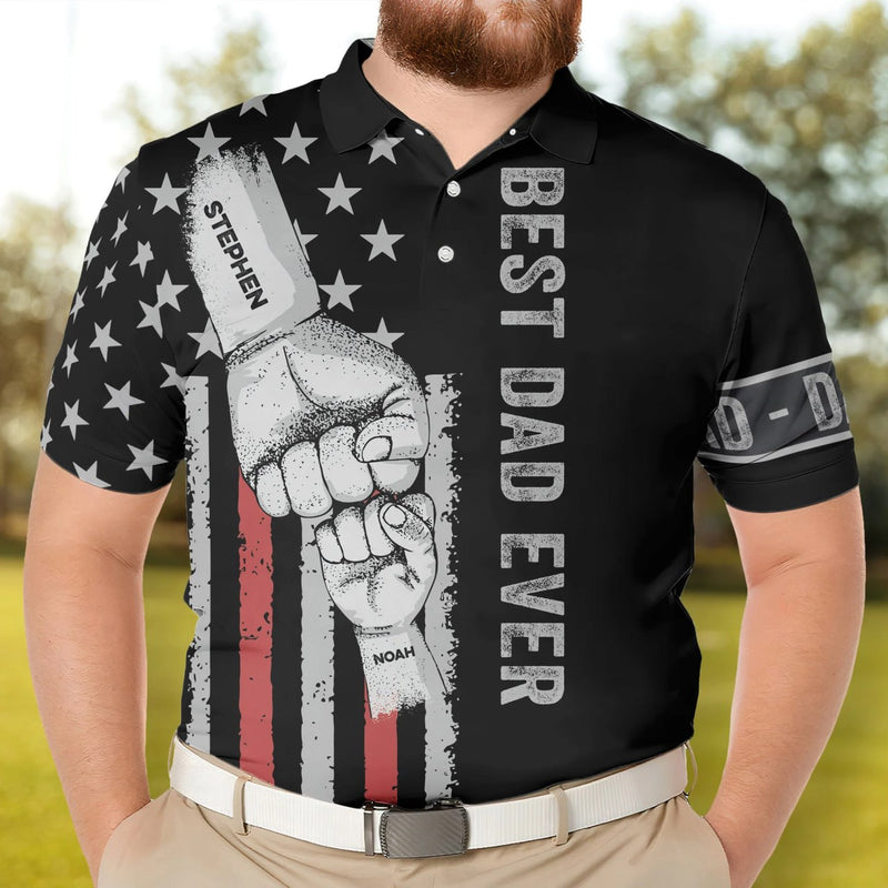 365Gifty personalized dad polo shirt with best dad ever design and custom names Stephen and Noah