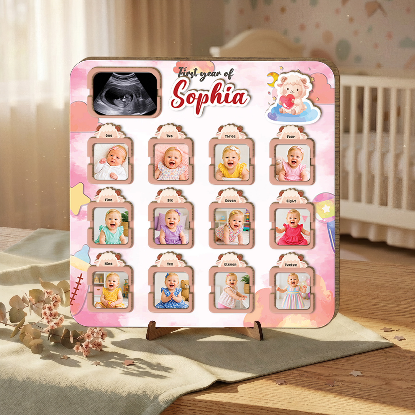 Personalized Baby Milestone Board, First Year Photo Collage, 12 Month Baby Keepsake, First Birthday Gift