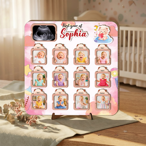 Personalized Baby Milestone Board, First Year Photo Collage, 12 Month Baby Keepsake, First Birthday Gift