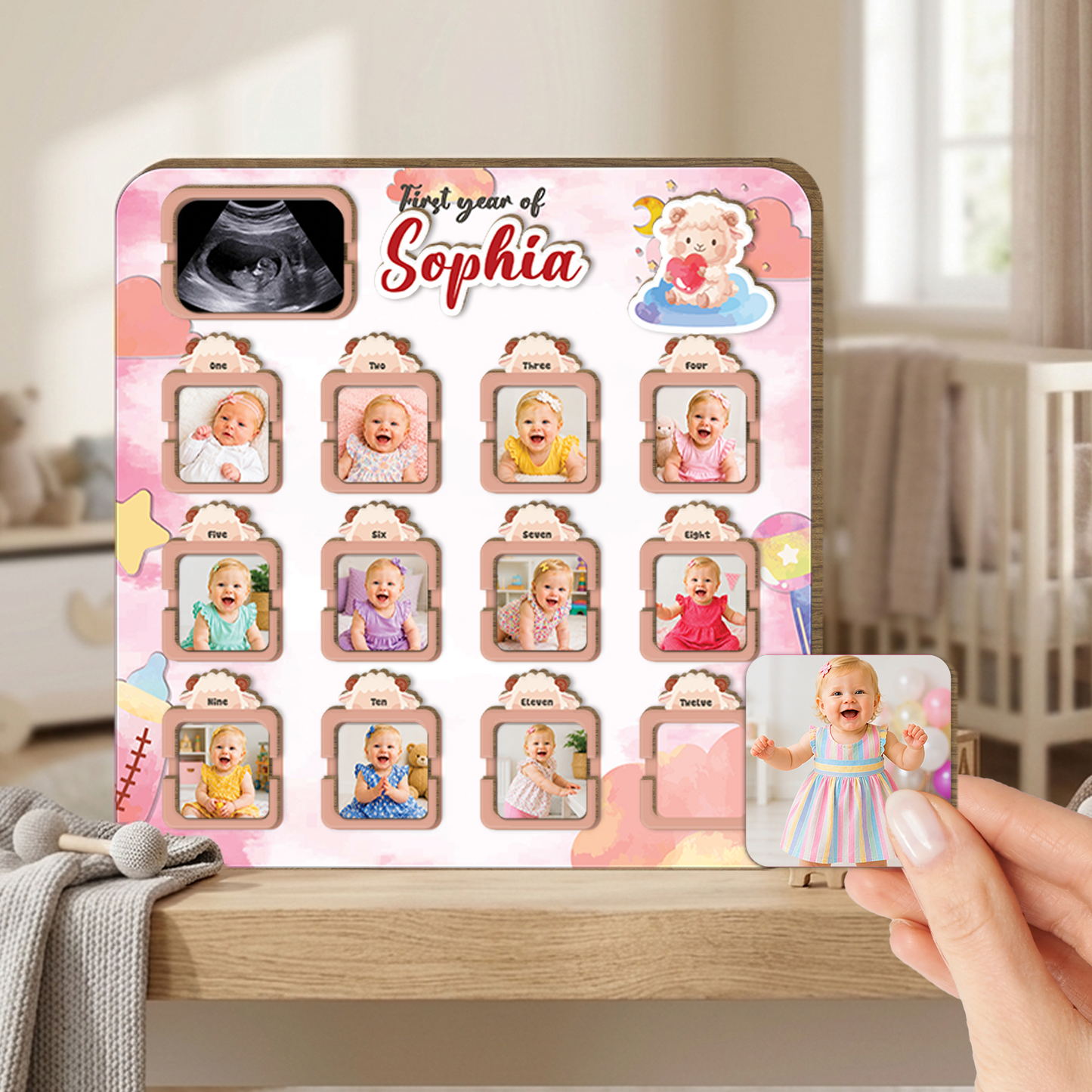 Personalized Baby Milestone Board, First Year Photo Collage, 12 Month Baby Keepsake, First Birthday Gift