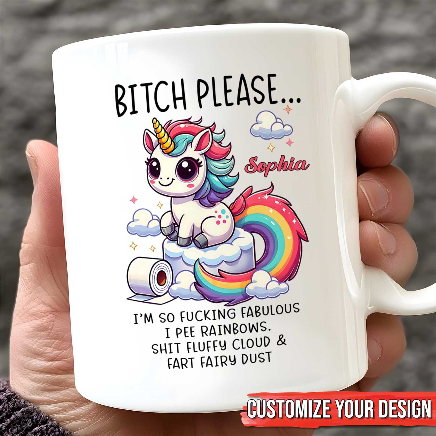 Funny bestie gift custom mug featuring a unicorn and playful quotes for a whimsical touch