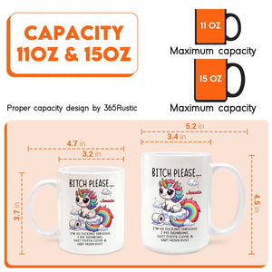 Funny bestie gift custom mug featuring a cute unicorn and humorous text for friends