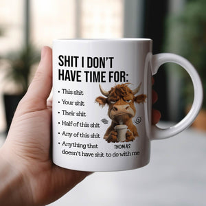Funny custom gift for friends coffee mug featuring a humorous cow design and witty phrases