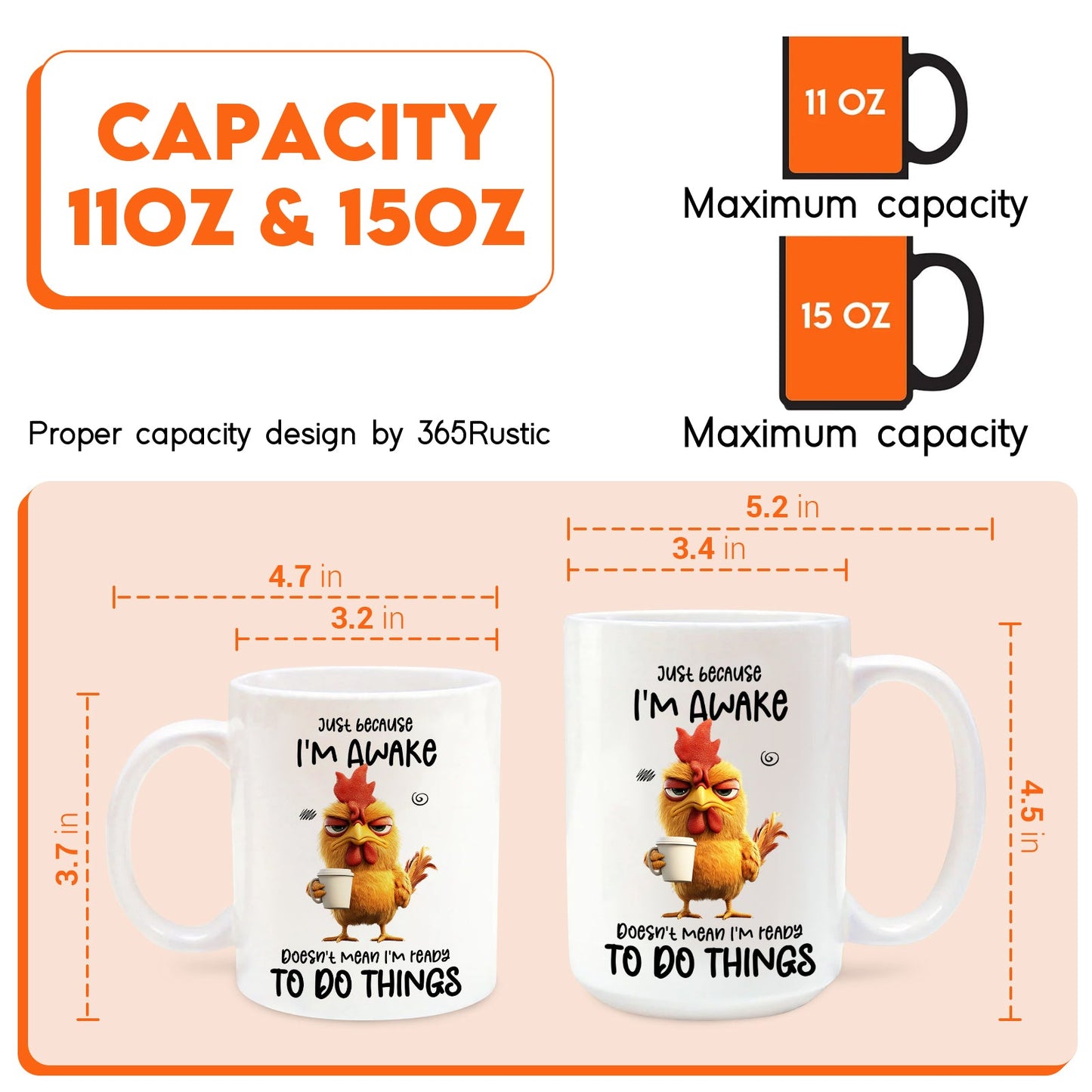 Funny personalized mug featuring a quirky chicken graphic and motivational text for daily use