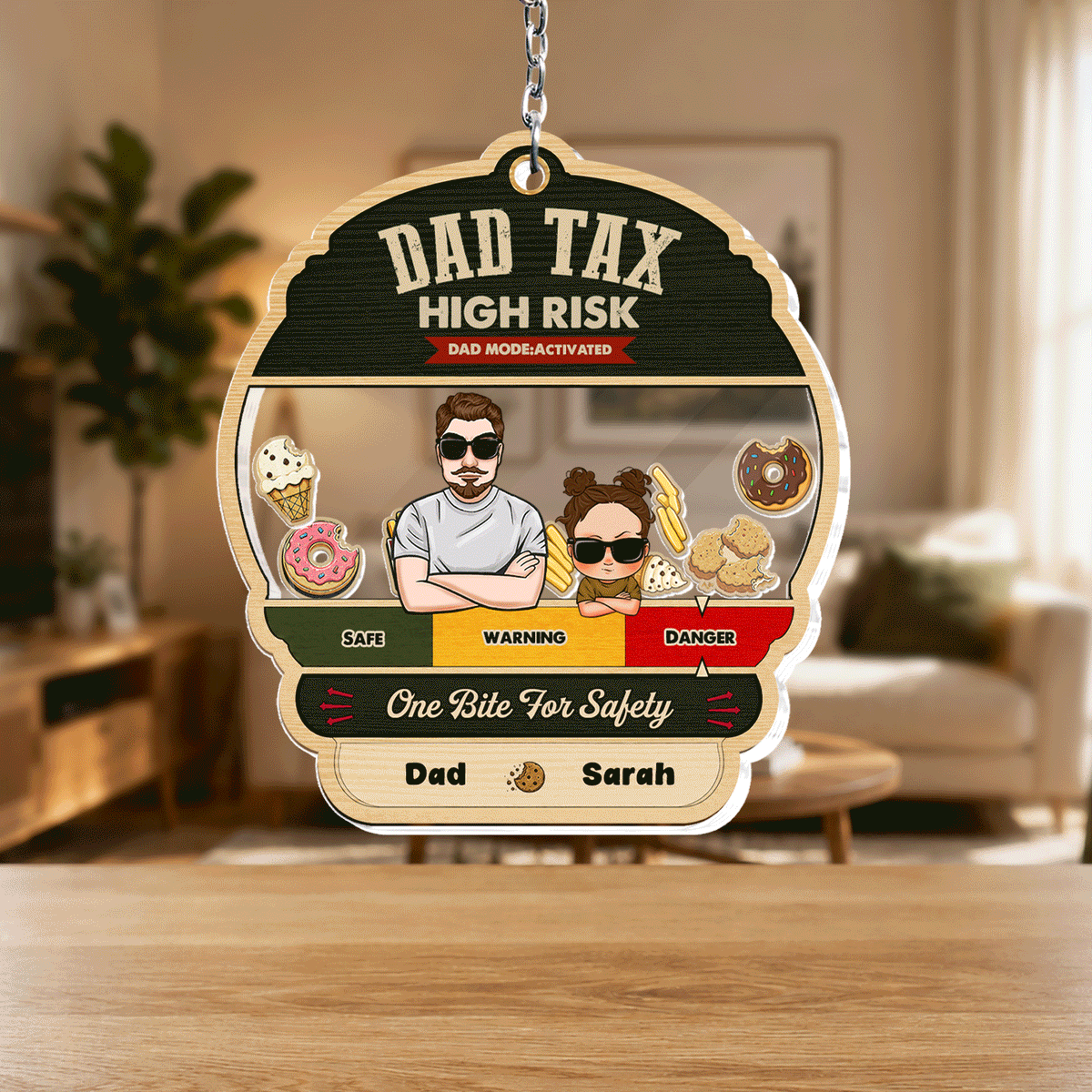 Dad Tax Shaking Keychain - Personalized Father's Day Gift for Dad, Father, Grandpa & Papa, Custom Acrylic Keychain