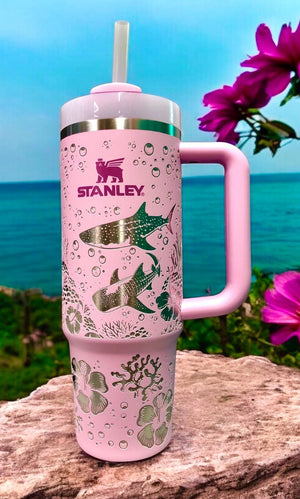 Whale Shark  Laser Engraved Stanley - Personalized Stainless Steel Tumbler