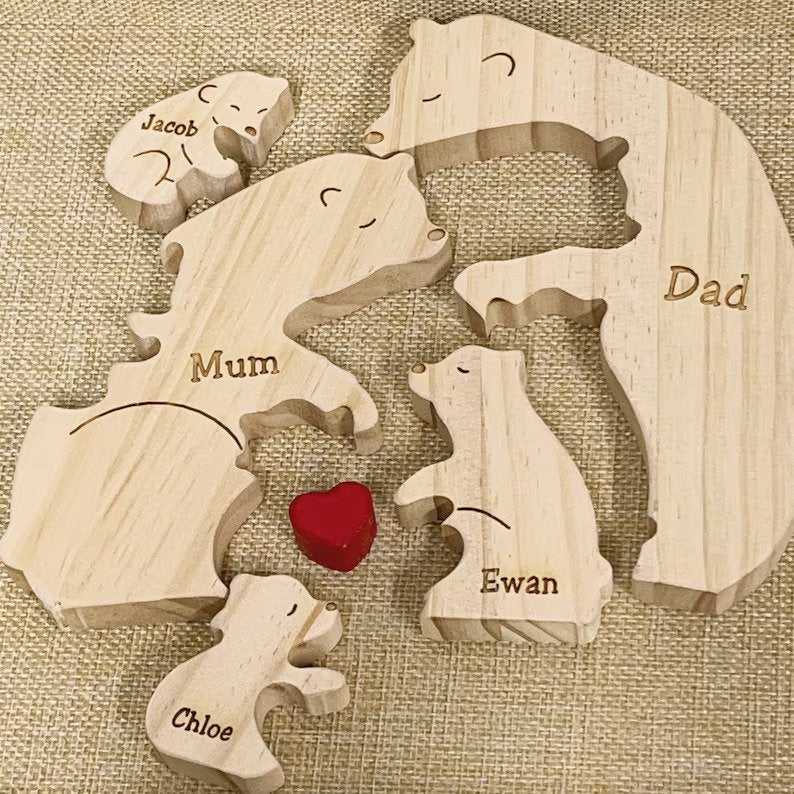 Family - Wooden Bears - Personalized Wooden Puzzle