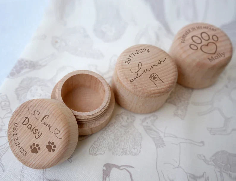 Boîte à souvenirs avec poils d’animal, Souvenir commémoratif personnalisé avec poils de chien et de chat gravés, Boîte à souvenirs personnalisée pour animal, Cadeau commémoratif pour animal, Cadeau suite à la perte d’un animal