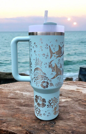 Whale Shark  Laser Engraved Stanley - Personalized Stainless Steel Tumbler