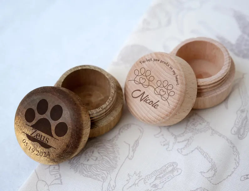 Boîte à souvenirs avec poils d’animal, Souvenir commémoratif personnalisé avec poils de chien et de chat gravés, Boîte à souvenirs personnalisée pour animal, Cadeau commémoratif pour animal, Cadeau suite à la perte d’un animal