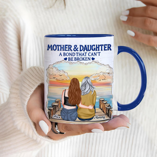 365Gifty ceramic mug with mother and daughter sunset illustration and custom names perfect unique gifts for moms from daughters