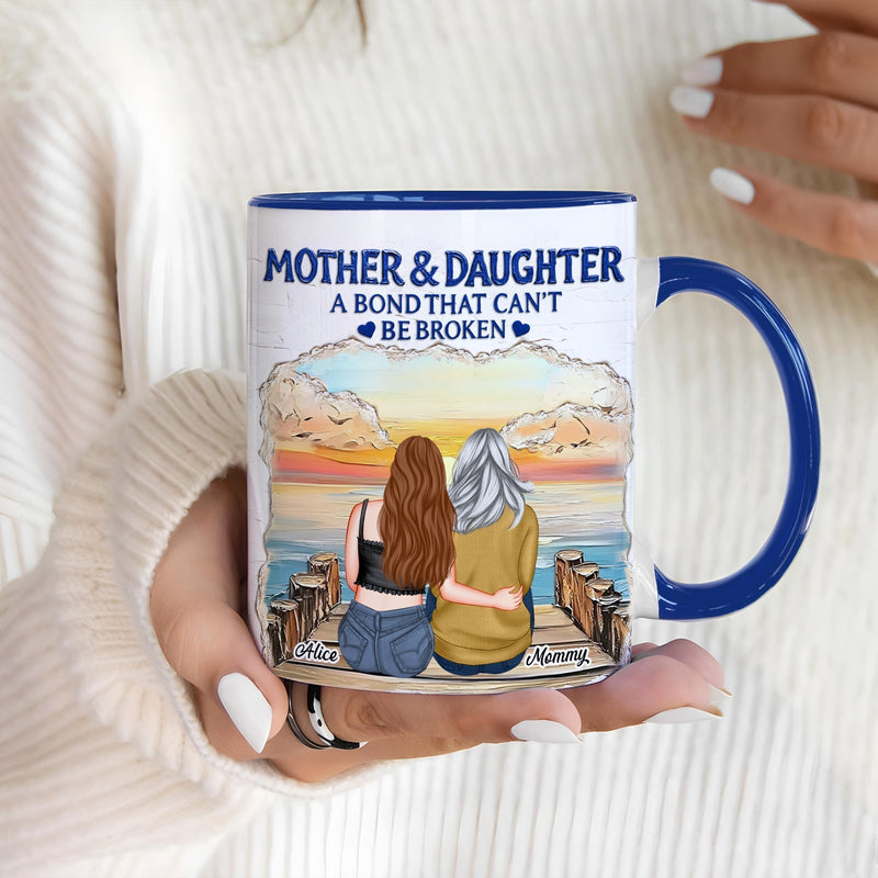 365Gifty ceramic mug with mother and daughter sunset illustration and custom names perfect unique gifts for moms from daughters