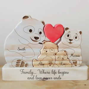 Family - Panda Family -  Personalized Wooden Puzzle