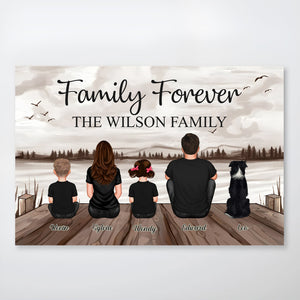 Family - Family Retro Beach Landscape - Personalized Poster