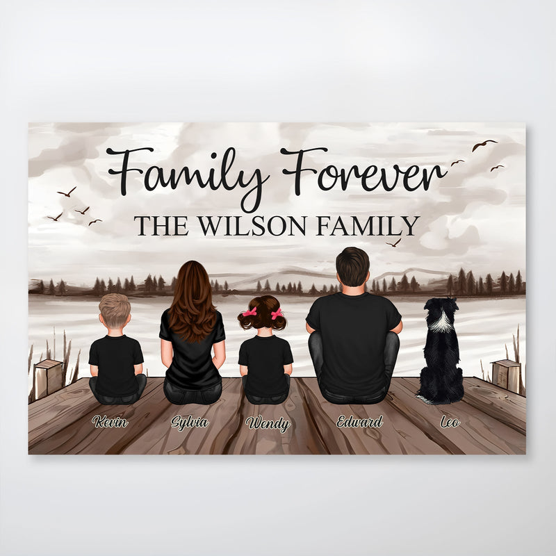 Family - Family Retro Beach Landscape - Personalized Poster