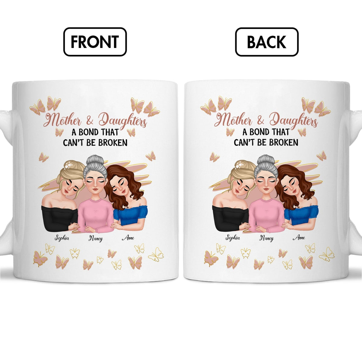 365Gifty Personalized Mother & Daughters Coffee Mug – Custom Names Gift for Mom