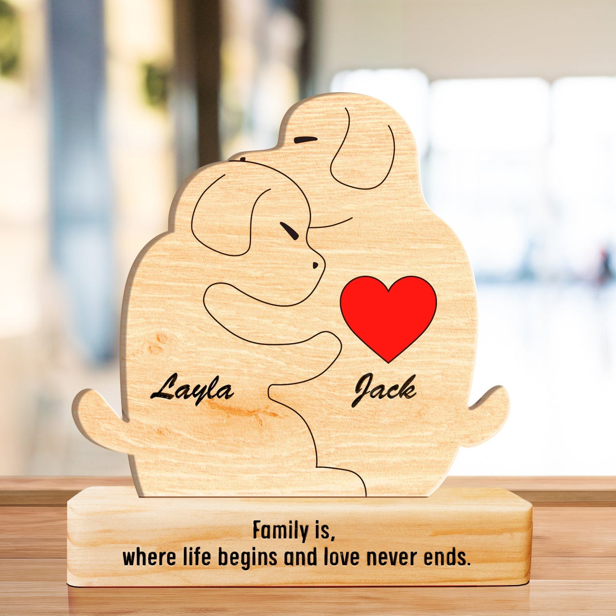Famille - Famille de chiens mignons - Puzzle en bois personnalisé