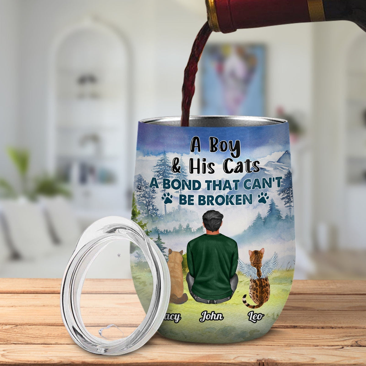 365Gifty Personalized Fur Daddy Wine Glass – Custom Pet Names Gift for Dog Dad